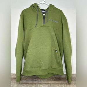 Polaris Mens Journey Hoodie Quarter Zip Collared Warm Cotton Sweatshirt Green XL
